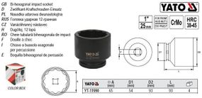 Головка торцева ударна 12-гранна 1" М65х93 мм Польща YATO YT-11990