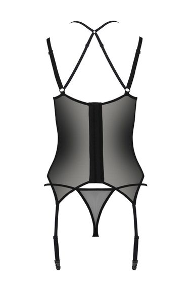 Корсет Passion DROSERA CORSET black, S/M, с креплениями для чулок, трусики в комплекте | Зображення 3