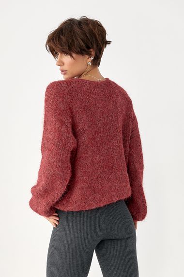 Мохерова кофта вільного фасону - бордо цвет, ONE SIZE (є розміри) | Зображення 1