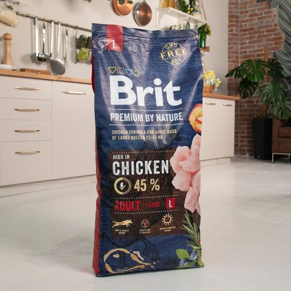 Корм сухий Brit Premium Dog Adult L для дорослих собак великих порід вагою 25-45 кг з куркою 15 кг | Зображення 4