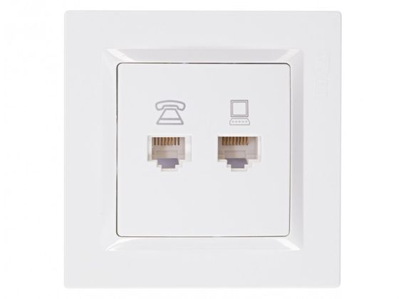 Комп'ютерна + Телефонна внутриння (біла) IP20 Latina Ny95000166