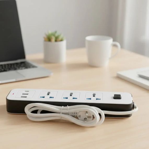 Мережевий подовжувач-розгалужувач 3 розетки з USB Type-C, 2м, WL-7, Білий / Подовжувач з USB портами / Мережевий фільтр | Зображення 1