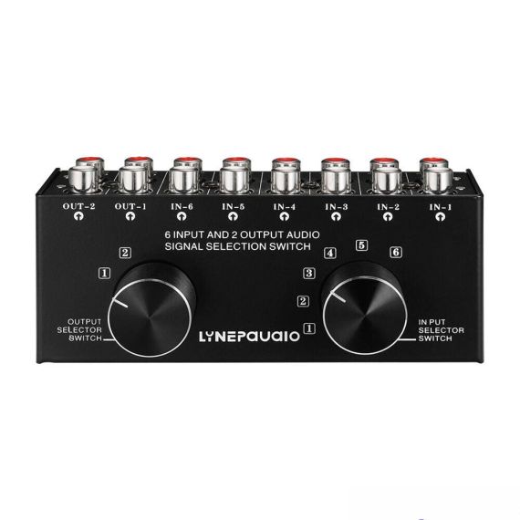 Аудио свитч 6 входов 2 віхода Audio Switcher 6-In 2-Out 2-Way Selector Селекторный разветвитель H5E2Box Splitter H5E2 | Зображення 2