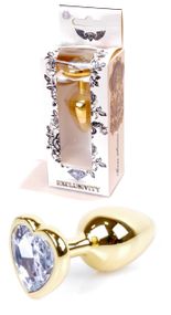 Анальная пробка Boss Series - Jewellery Gold Heart PLUG Clear S, BS6400039 sexstyle