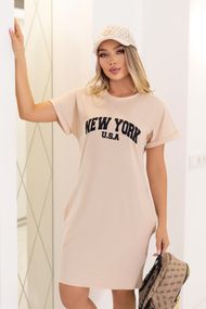 Женское летнее платье-футболка спортивное New York GF7455 цвет бежевый, размер 50/52