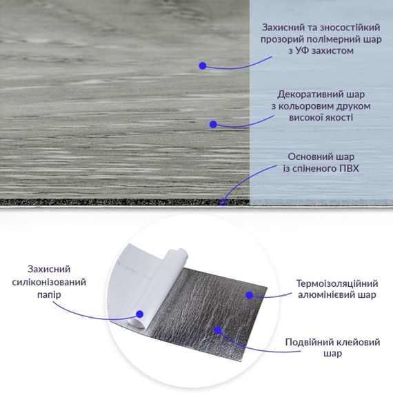 Самоклеюча вінілова плитка 152.4х914.4х1.5мм Сіре дерево, ціна за 1 шт. (СВП-001) Матова SW-00000283 | Зображення 1