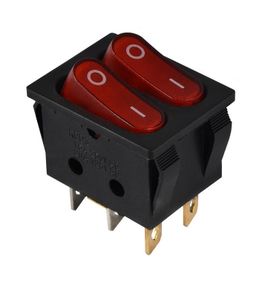 Переключатель KCD2-5-2101N R+R/B 220V 2 клавиши красная с подсветкой Ny95500797