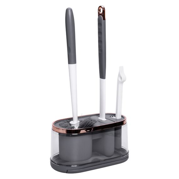 Набір для туалету настінний 3 в 1: 2 йоржика + щітка, йорж для унітазу силіконовий з щіткою йоржик для унітазу HP-35015-47DG | Зображення 2