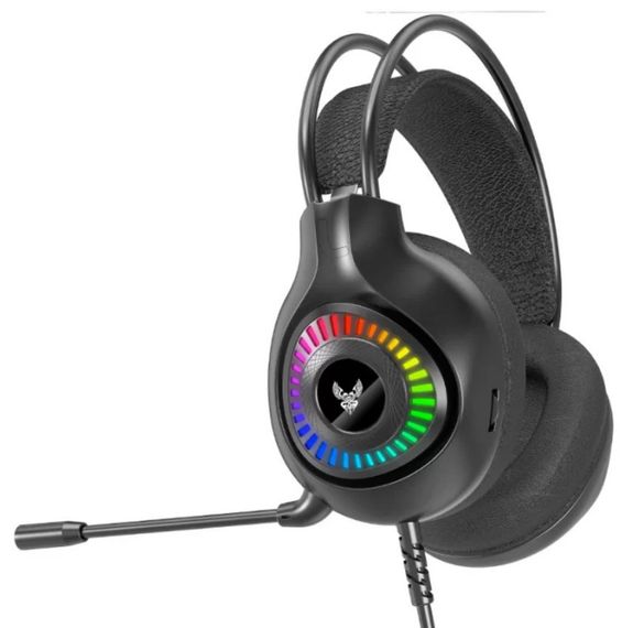 Наушники проводные игровые MHZ GH-01 Gaming LED 8889, черные | Зображення 1