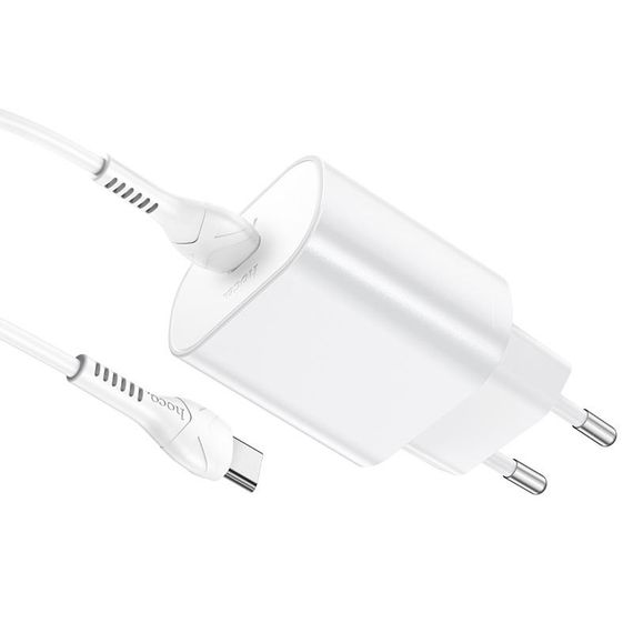 СЗУ Hoco N22 Jetta PD25W (1USB-C) + кабель Type-C to Type-C Белый | Зображення 1
