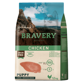 Корм Bravery Puppy Large & Medium Chicken сухой с курицей для щенят средних и крупных пород 12 кг