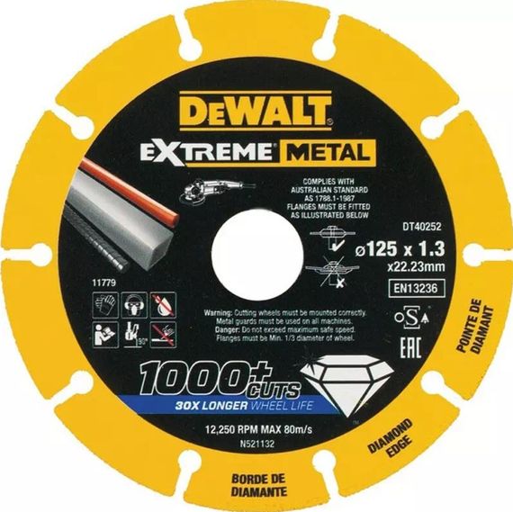 Диск алмазний DeWALT 125х1.3х22.23 мм (DT40252)