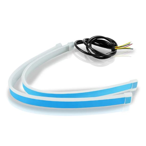 Денні ходові вогні з бігучим поворотом, 2 шт по 30 см / Гнучкі ходові вогні в фару біло-жовті | Зображення 2