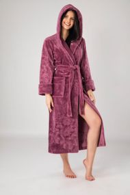 Женский халат Nusa 8655 с капюшоном, фуксия  XL