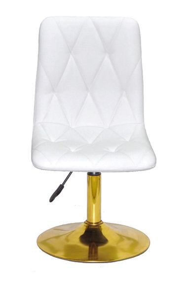 Стілець Melvin (Fred) GD-Base, на золотій круглій нозі-опорі, з регулюванням висоти, м'яке сидіння екошкіра кольору білий | Зображення 1