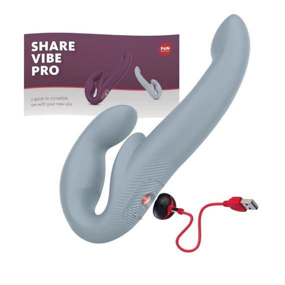Безремінний страпон з вібрацією Fun Factory SHARE VIBE PRO cool grey, регульований | Зображення 4