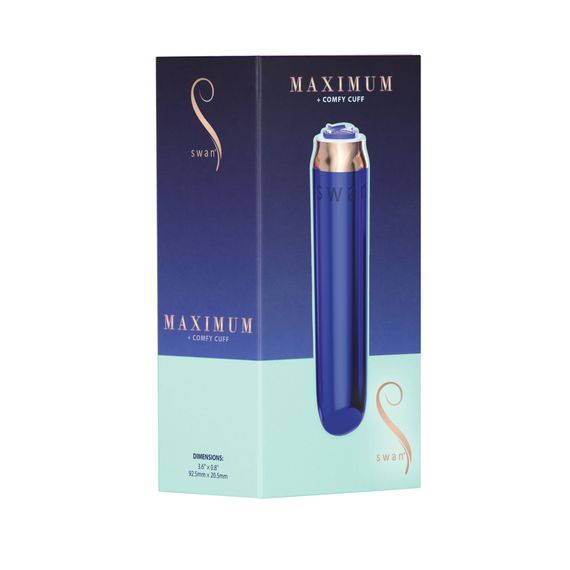 Вибропуля Swan Maximum + Comfy Cuff Blue, супермощная, разная интенсивность, силиконовая манжета | Зображення 7