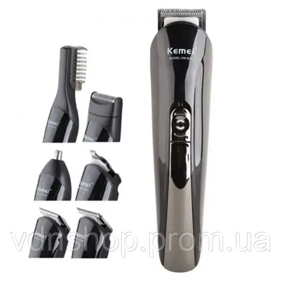 Бритва, триммер, машинка для стрижки волосся Kemei KM-600 тримвер з підставкою. | Зображення 2