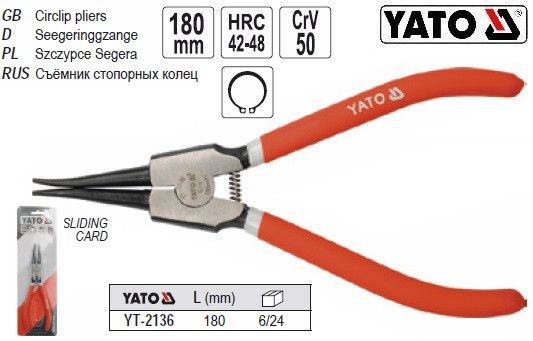 Съемник YATO Польша знимач стопорних килець розжим l=180 мм YT-2136