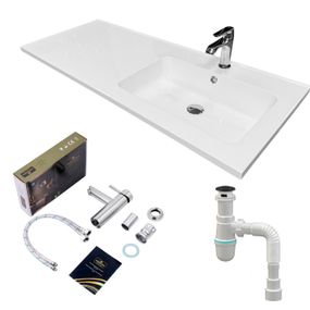 Раковина накладная Adamant FLATE 120R, прямоугольная, с сифоном Click-Clack + смеситель (4824296208501)