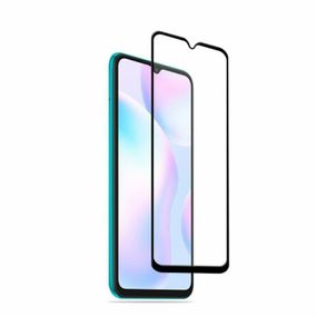 Защитное стекло 3D для Xiaomi Redmi 9A, Redmi 9C черное (полная проклейка на весь экран)