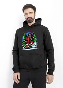 Худі чоловіче чорне з принтом "Санта на скейті", 3XL