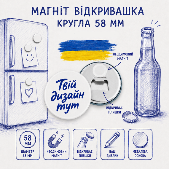 Відкривачка на магніті з вашим дизайном - оригінальний подарунок | Зображення 1