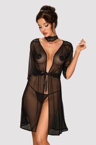 Пеньюар Obsessive Lucita peignoir Черный S/M