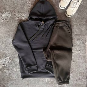 Мужской теплый спортивный костюм на флисе DA2456 размер S цвет графит + черный