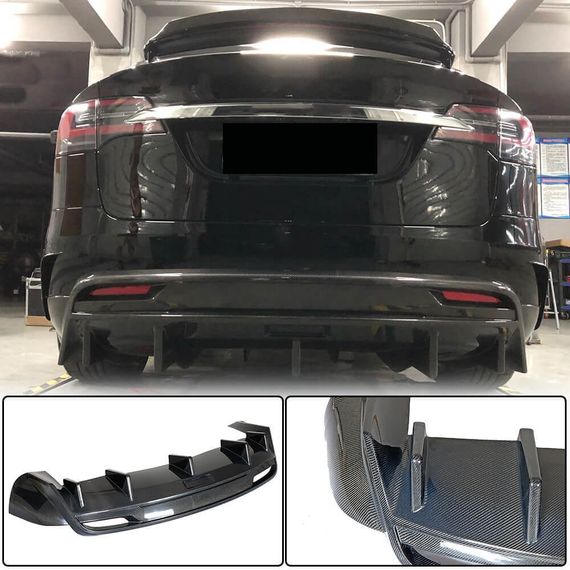 Диффузор заднего бампера Карбон V1 (2016-2020) для Tesla Model X 2015- гг
