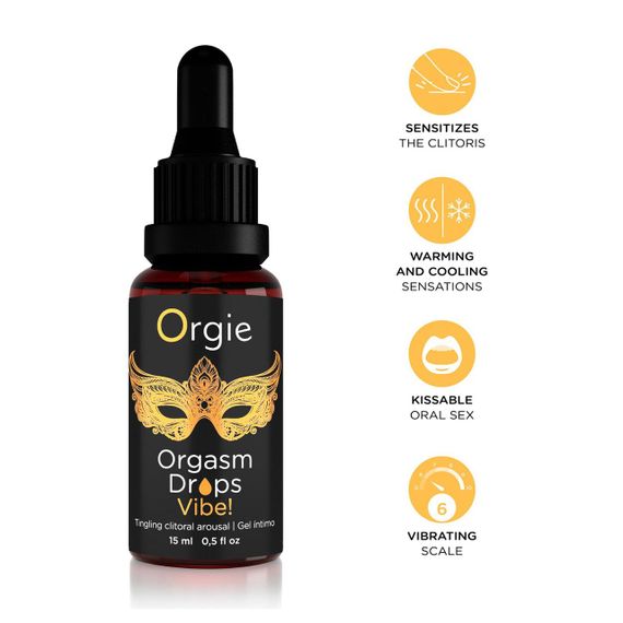 Возбуждающие капли для клитора Orgie Orgasm Drops Vibe!, 15 мл, тепло-холод, эффект вибрации | Зображення 2