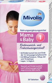 Витамины "Mivolis Mama & Baby" для беременных и планирующих беременность женщин, 30 шт., Германия