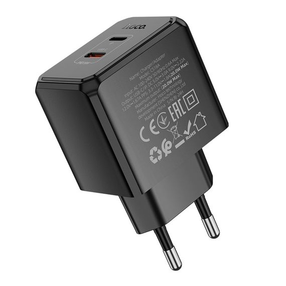Мережевий зарядний пристрій Hoco CS16A 1 USB-C/1IP PD/QC 20W | Зображення 6