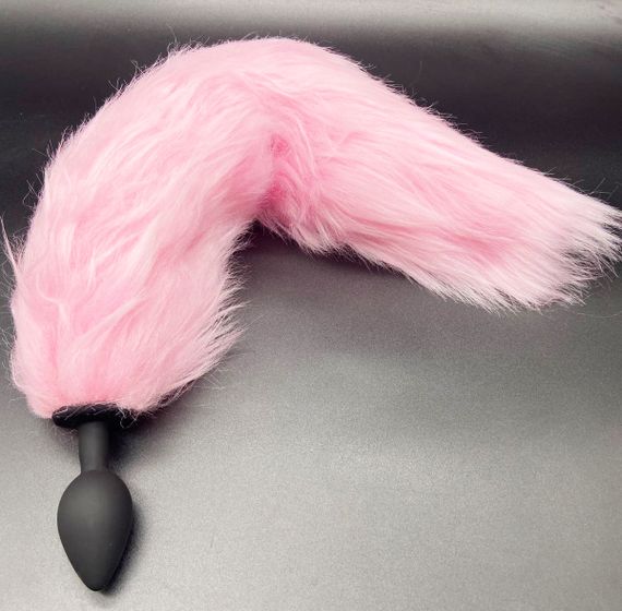Силиконовая анальная пробка с розовым светящимся лисьим хвостом | Зображення 8