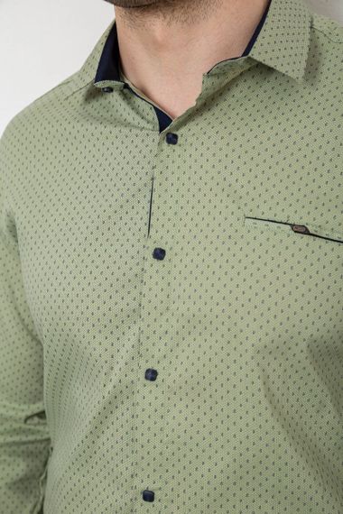 Рубашка мужская с принтом, цвет оливковый, 214R7173 | Зображення 5