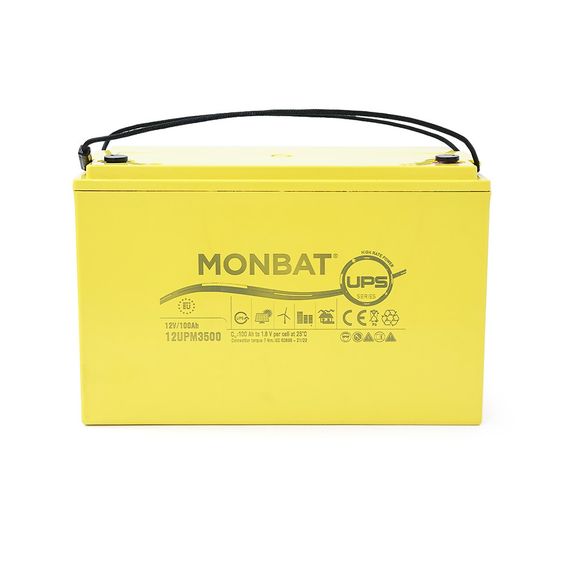 Аккумуляторная батарея MONBAT TOP TERMINAL 12UPM3500 AGM 12V/100Ah, 340x173x220 мм, 35.5 кг | Зображення 1