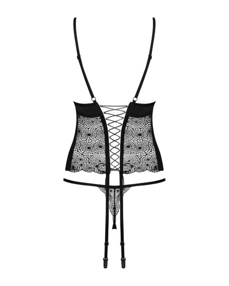 Комплект Obsessive Sharlotte корсет з пажами для панчох та трусики стрінги, чорний, S/M sexstyle | Зображення 8