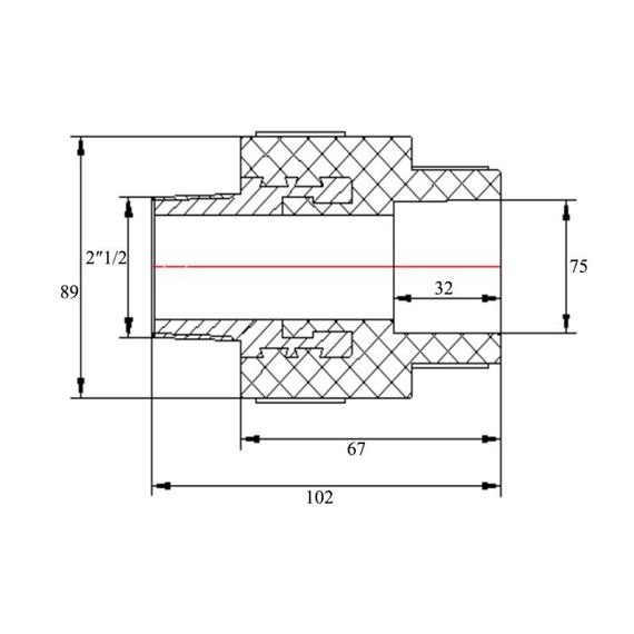 Муфта PPR Blue Ocean 75х2" 1/2 ЗР SD00006404 | Зображення 1