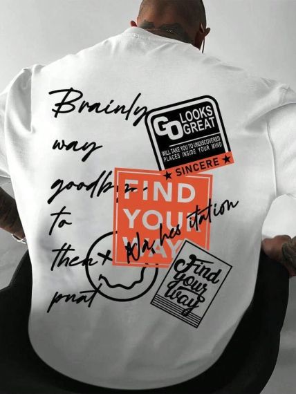 Футболка мужская с принтом повседневная L Белая