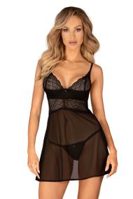 Сорочка Obsessive Chemeris babydoll Чорна XS/S