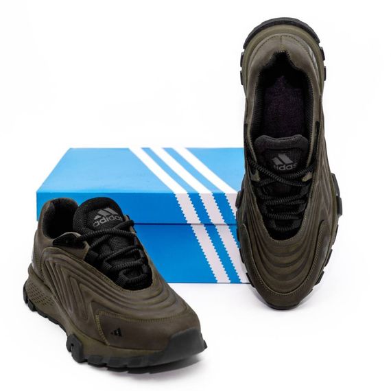 шкіряні кросівки Adidas олива. | Зображення 1