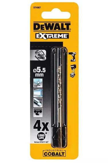 Свердло по металу DeWalt EXTREME INDUSTRIAL COBALT HSS-CO 5.5 мм (DT4907)