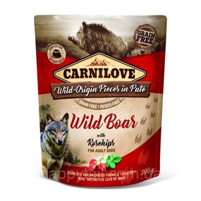 Вологий корм для собак Carnilove Pate Wild Boar with Rosehips 300 г (пауч, паштет з кабаном та шипшиною холістик)