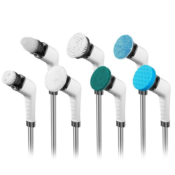 Электрическая щетка для уборки Cleaning Brush, набор 9 в 1, белая, товары для дома | Зображення 4