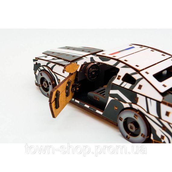 Деревянный 3D конструктор "Muscle car GT" Puz-00639, 162 детали, белый | Зображення 3