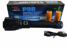 Ліхтарик фонарик військово-тактичний діод X-BALOG P90 USB ZOOM 17600 mAh 8800+8800 1 км 5500 Lm Польща!
