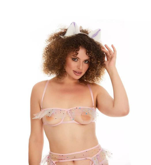 Хутряні вушка собаки, Фіолетовий з білим OKOVA sexstyle