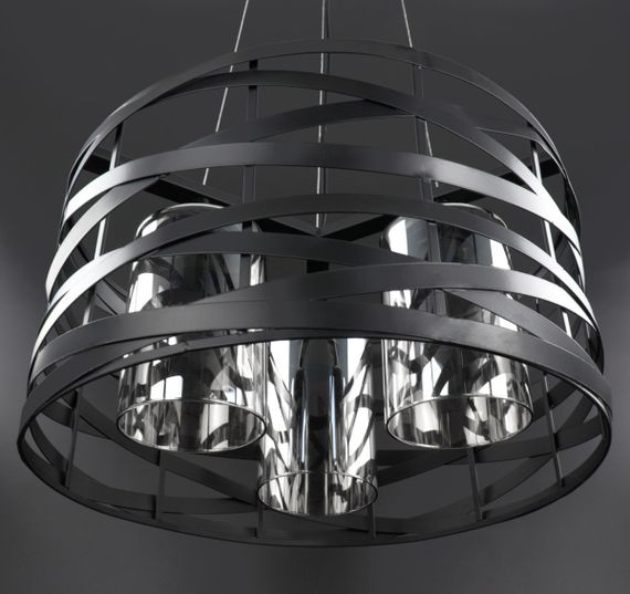 Люстра підвісна LOFT на 3 лампочки 25794 Чорний 40-90х40х40 см. | Зображення 2