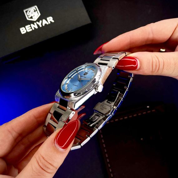 Чоловічий годинник Benyar BY-5203 Silver-Ligh Blue | Зображення 5
