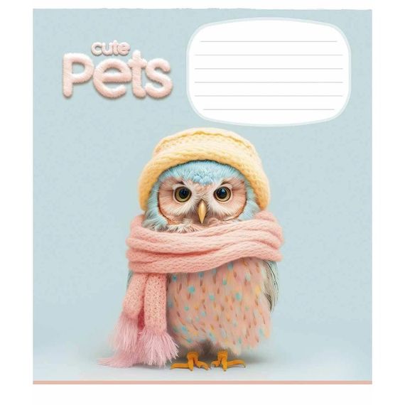 Тетрадь ученическая "Cute pets" 012-3253K-4 в клетку, 12 листов